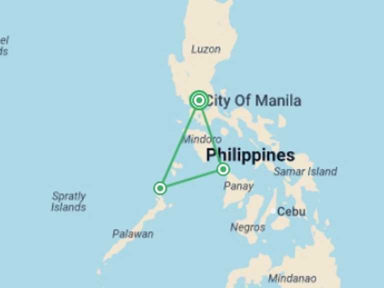 Map of 10-Day Philippines Tour with 3 destination visits for the trip: El Nido & Boracay Uncovered - 10 days