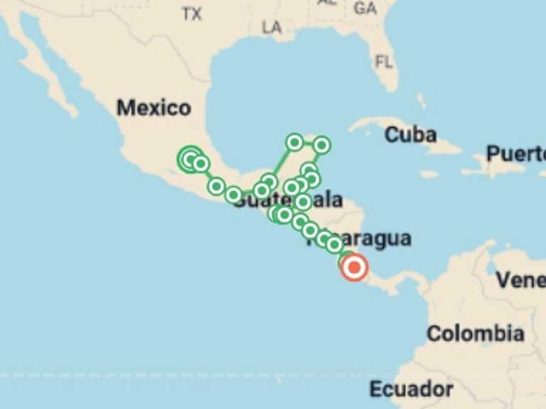 Map itinerary of Mexico City Tour in Winter with 24 destination visits for the trip: Central America Explorer