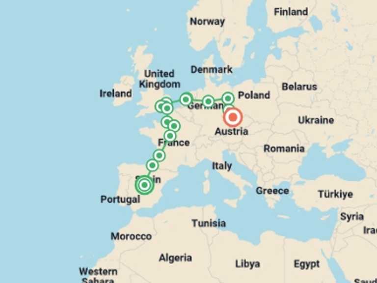Map of Paris Explorer Tour with 9 destination visits for the trip: Great European Route