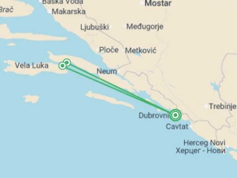 Map of 8-Day Balkans Tour with 1 destination visits for the trip: Dubrovnik In Depth & Korcula (3 Star) - 8 days