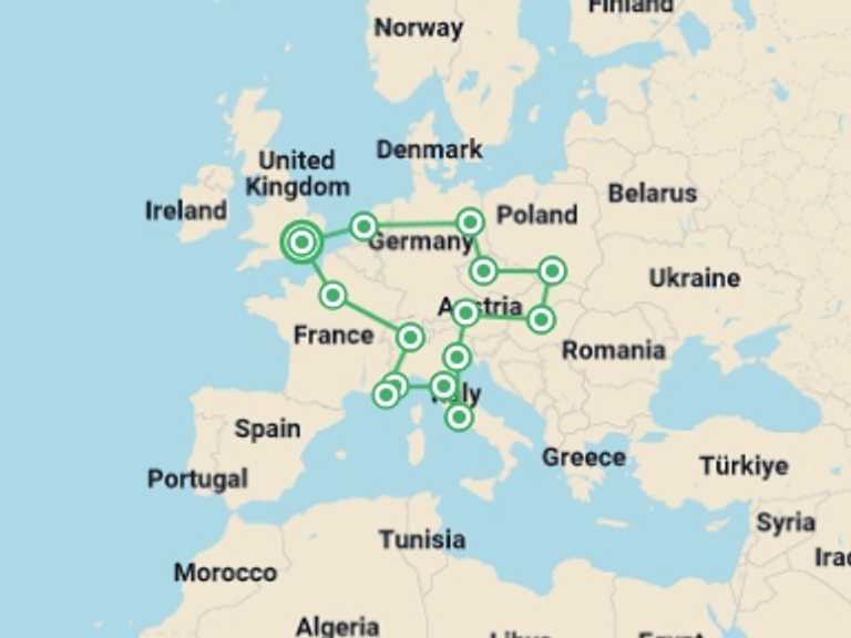 Map of London Art and architecture Tour with 14 destination visits for the trip: Get Social: Central & Eastern Europe