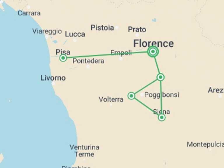 Map of Florence Food Tour with 2 destination visits for the trip: Tuscany Escape, Self-drive