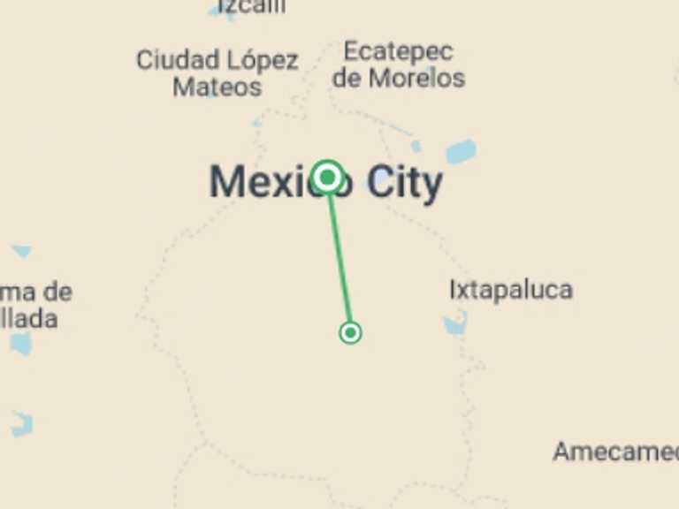 Map of 1-Day Mexico Tour with 2 destination visits for the trip: Xochimilco Neighborhood Highlights Private Tour