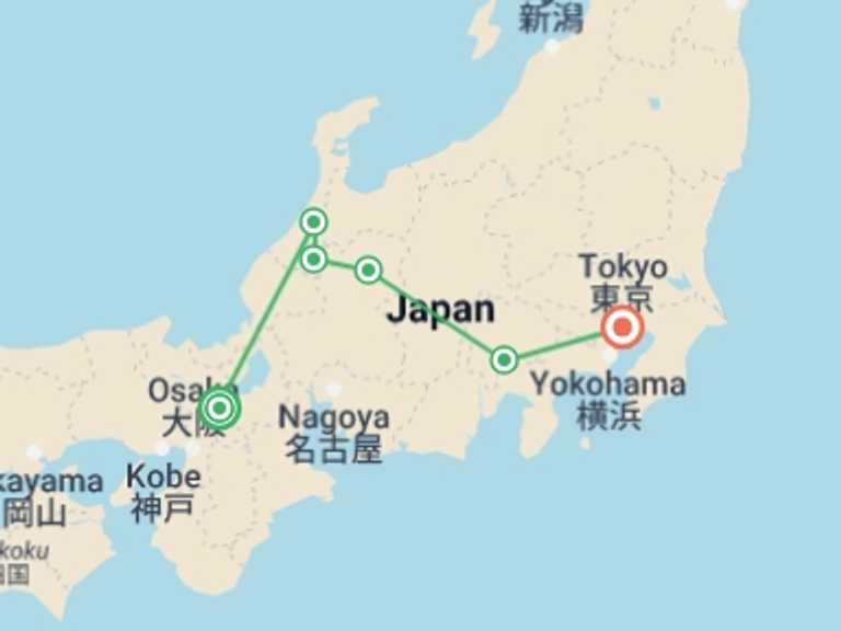 Map itinerary of Kyoto Tour in March 2026 with 4 destination visits for the trip: Essential Japan