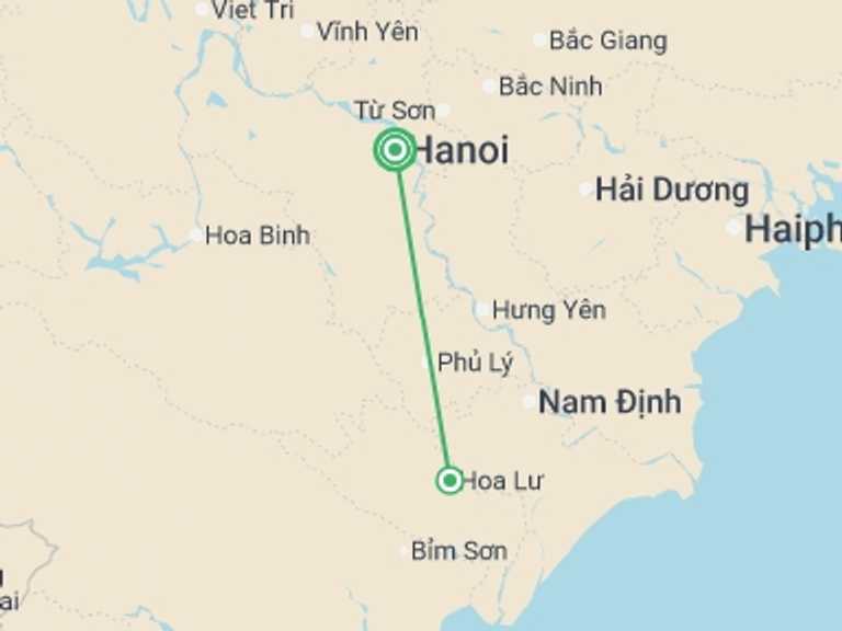 Map itinerary of Hanoi Tour in November 2026 with 1 destination visits for the trip: Hanoi & Ninh Binh - 4 days