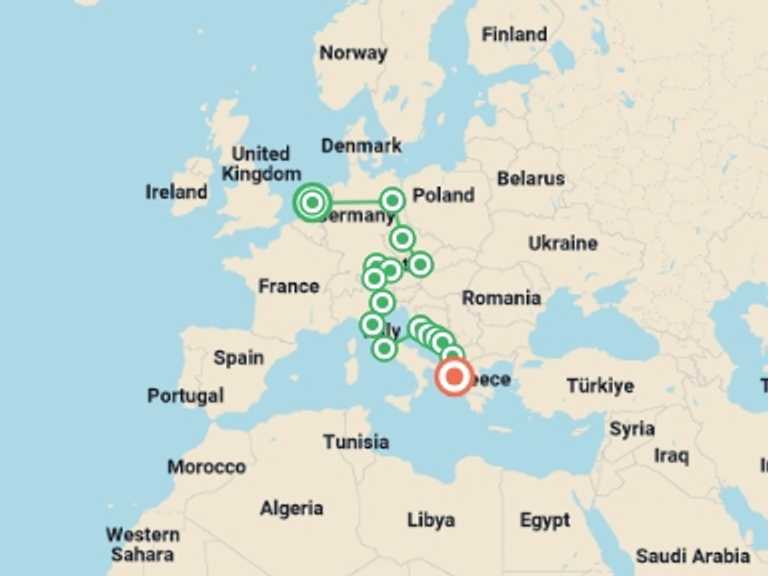Map of Vienna Cultural, religious and historic sites Tour with 17 destination visits for the trip: One Month in Europe: Germany, Italy & Croatia