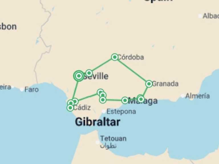 Map of Seville Tour with 5 destination visits for the trip: Discovering the Soul of Andalusia