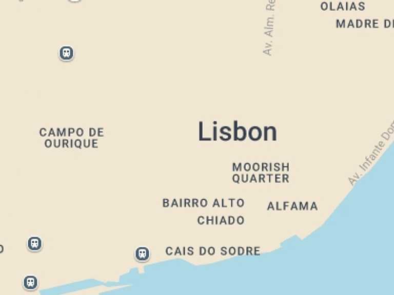 Map of Lisbon Cultural, religious and historic sites Tour with 1 destination visits for the trip: Full-Day Arrábida Wine Tour with Wine and Food Tasting