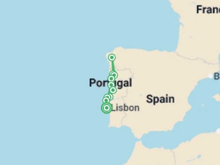 Map of a Art and architecture Tour with 3 destination visits for the trip: Northern Portugal with Lisbon