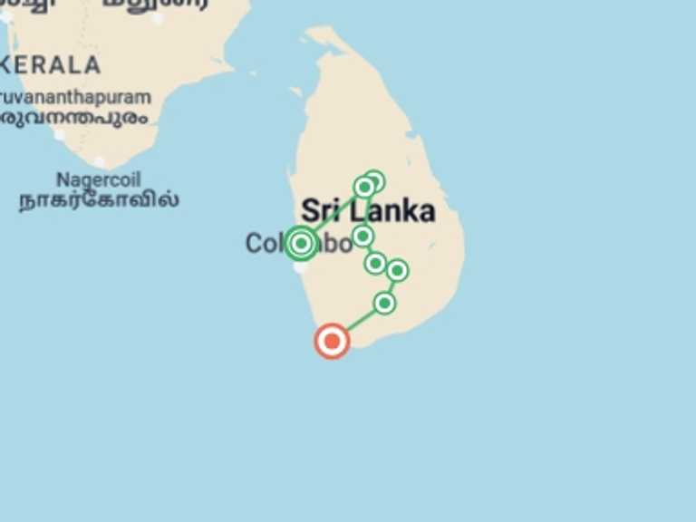 Map of Ella Tour with 8 destination visits for the trip: Sri Lanka Uncovered