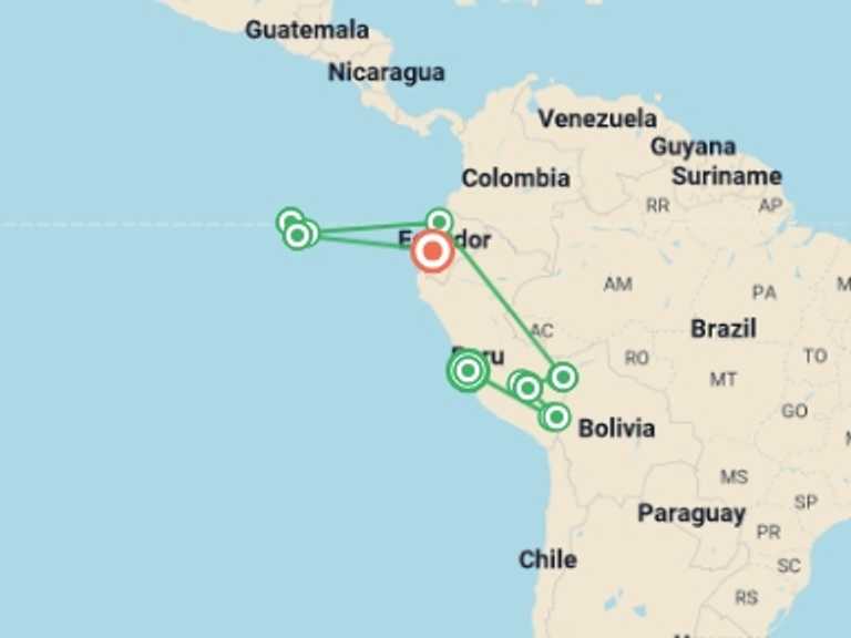 Map of Lima Food Tour with 15 destination visits for the trip: Peru and Ecuador Discovery Tour