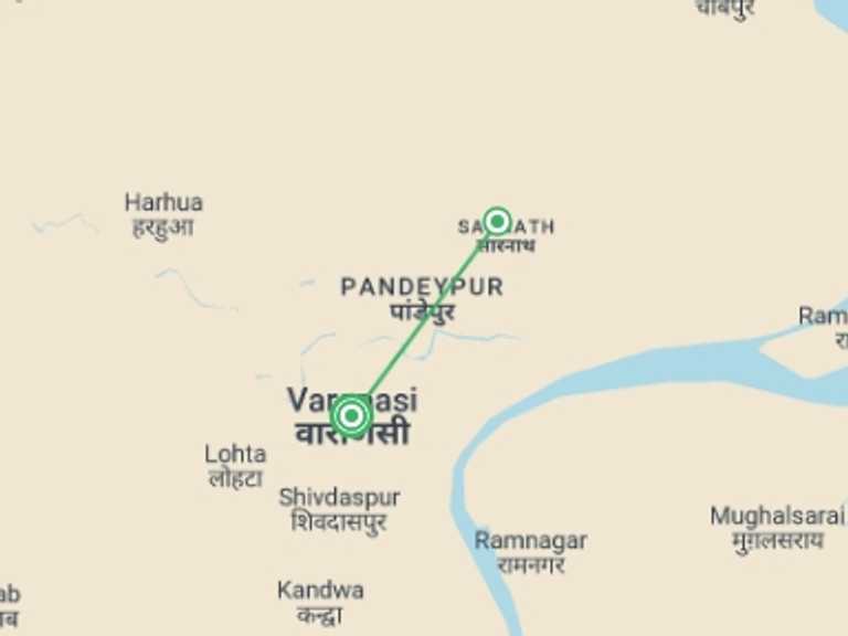 Map itinerary of India Tour in September 2027 with 1 destination visits for the trip: Spiritual Experience In Varanasi