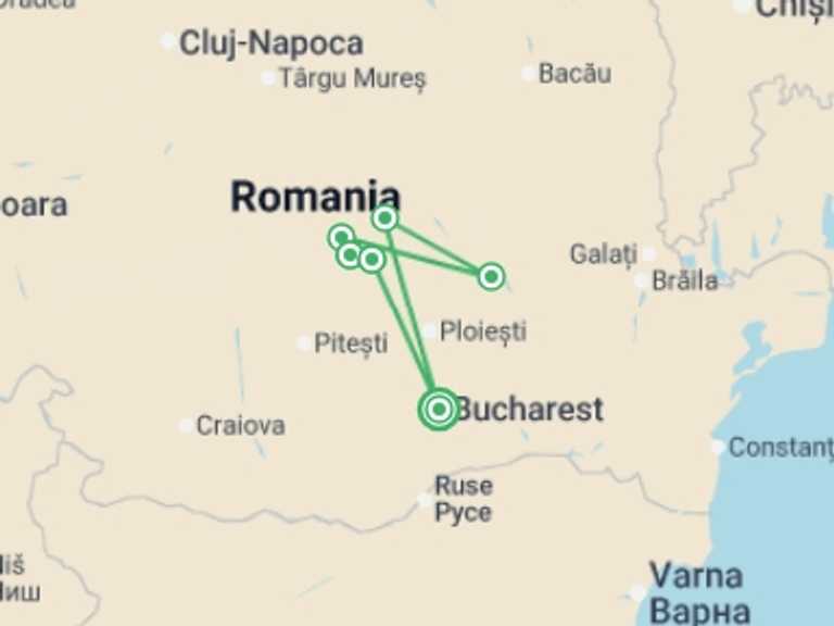 Map of a Local culture Tour with 6 destination visits for the trip: Discover Transylvanian Carpathian Villages in Romania