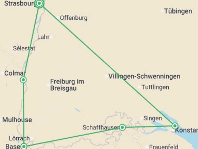 Map of France Tour with 3 destination visits for the trip: An exceptional cruise through the most beautiful regions of three different countries (port-to-port cruise)