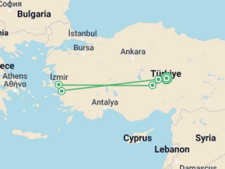 Map itinerary of Cappadocia Tour in September 2026 with 6 destination visits for the trip: Cappadocia Trails
