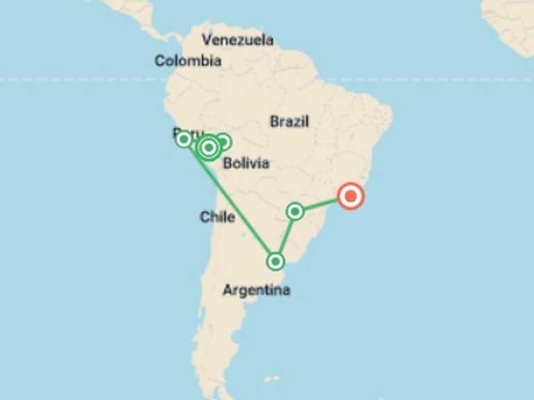 Map itinerary of Lima Tour in December 2026 with 8 destination visits for the trip: South American Explorer