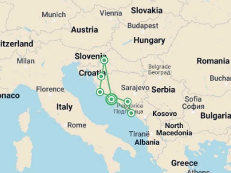 Map itinerary of Zagreb Tour in October 2026 with 6 destination visits for the trip: Highlights Of Croatia With Plitvice, Self-drive (multi Country)