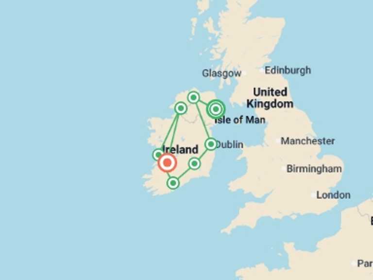 Map of Europe Tour with 8 destination visits for the trip: Ultimate Ireland
