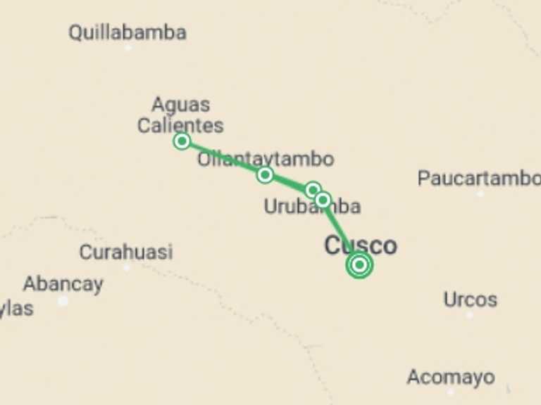 Map of a Road Tour with 7 destination visits for the trip: Extraordinary Cusco : Small Group Tour