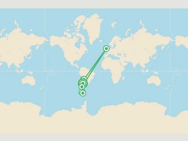 Map of South America National parks Tour with 8 destination visits for the trip: Highlights of Chile - Atacama to Paine