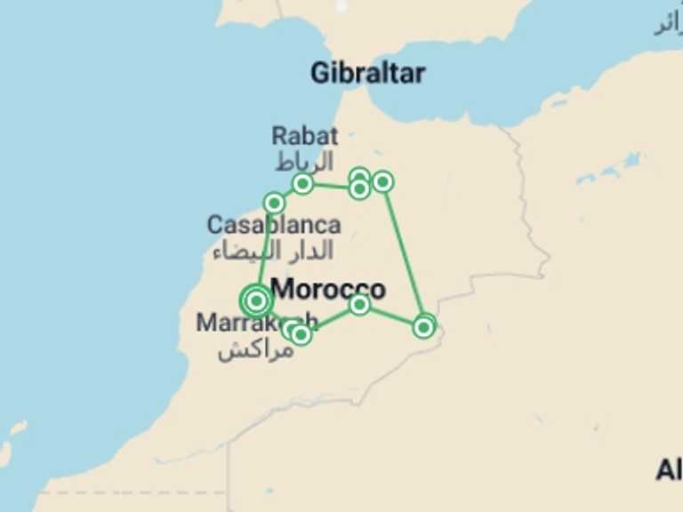 Map of Marrakech Walking Tour with 8 destination visits for the trip: Moroccan Circuit - 2025