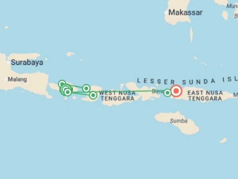 Map of a Party and nightlife Tour with 8 destination visits for the trip: Epic Indonesia 19 Day