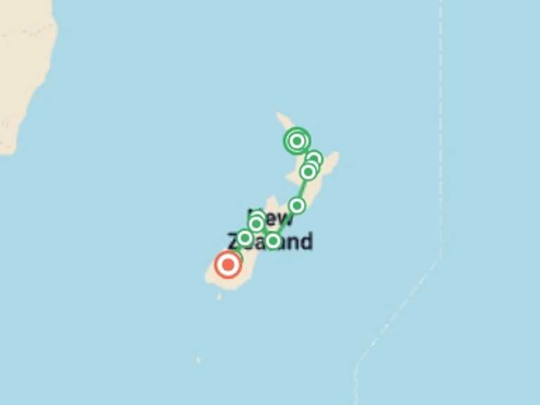 Map itinerary of Auckland Tour in Fall with 11 destination visits for the trip: Premium New Zealand Encompassed