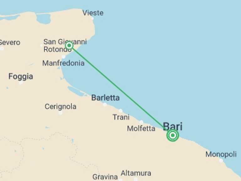 Map of Europe Tour with 2 destination visits for the trip: A Grand Tour of Puglia's Wonders