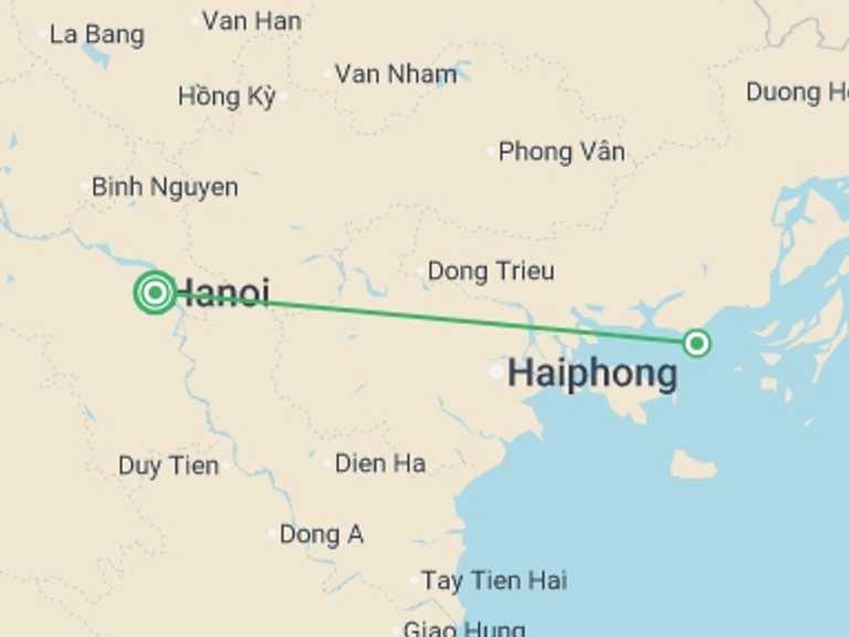 Map of Asia Tour with 2 destination visits for the trip: Halong Bay Junk Cruise Independent Short Break