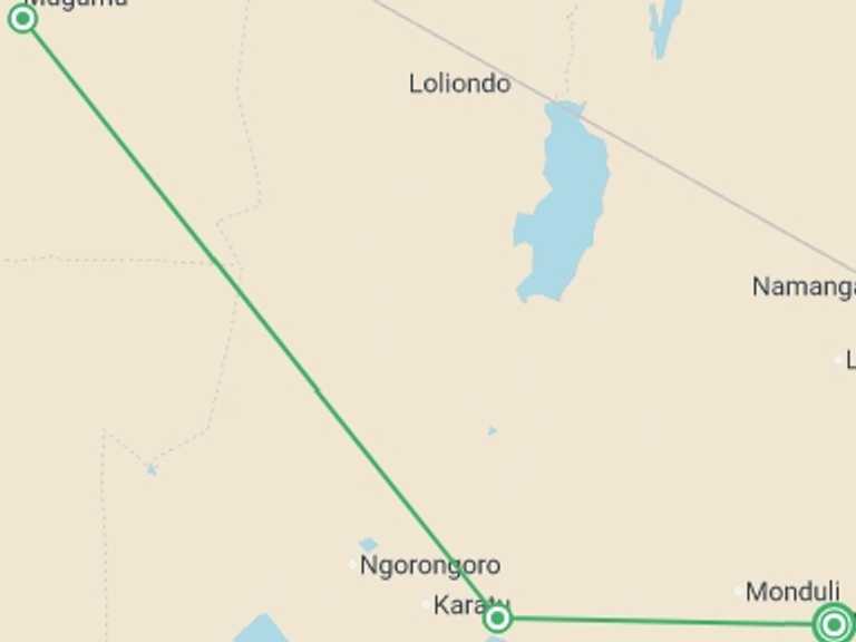 Map of Africa Tour with 3 destination visits for the trip: Tanzania Adventure