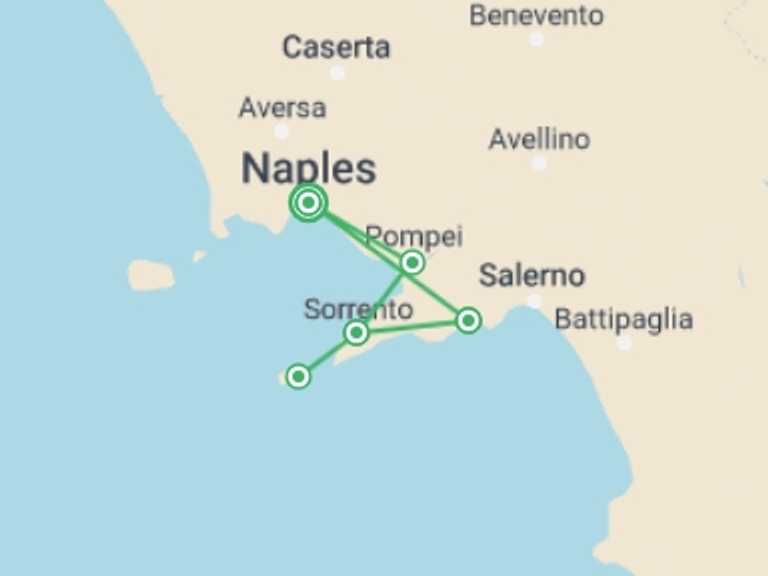 Map itinerary of Naples Tour in June 2026 with 3 destination visits for the trip: Best Of Southern Italy