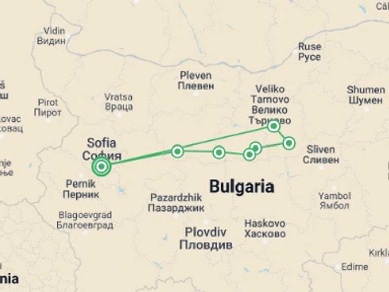 Map of Bulgaria Tour with 1 destination visits for the trip: Balkan Cycling