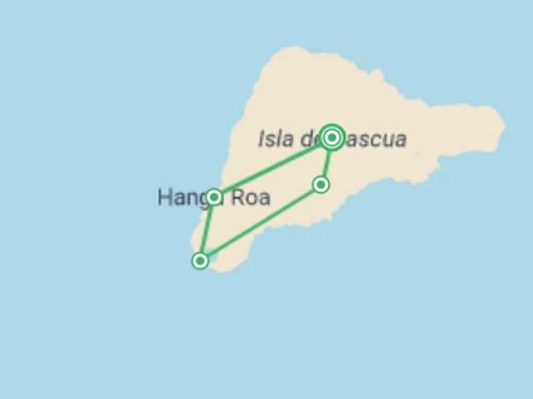 Map itinerary of Chile Tour in Fall with 5 destination visits for the trip: 4-Day Trip Best of Easter Island