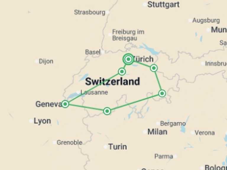 Map of Lucerne Tour with 6 destination visits for the trip: Majestic Switzerland