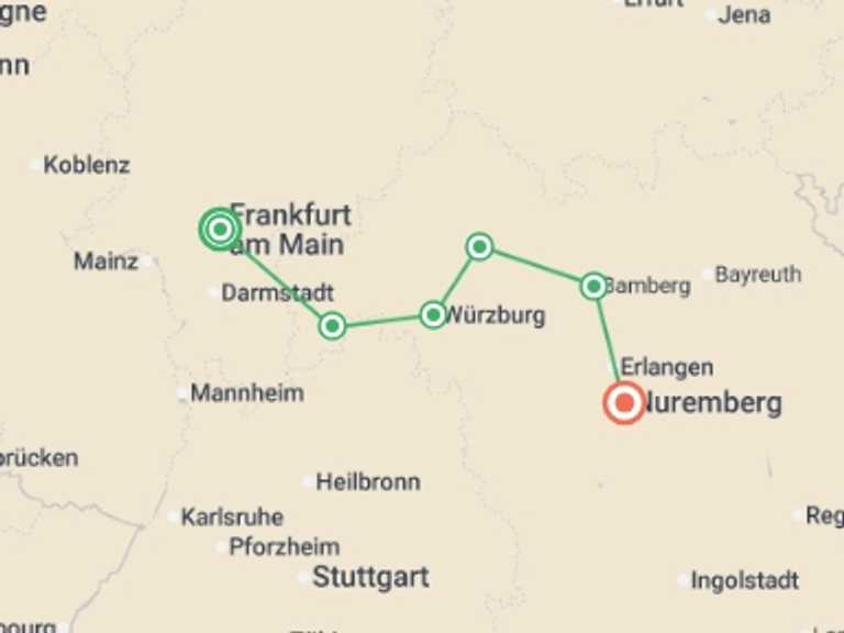 Map of Europe Tour with 6 destination visits for the trip: Classic Christmas Markets (2027)