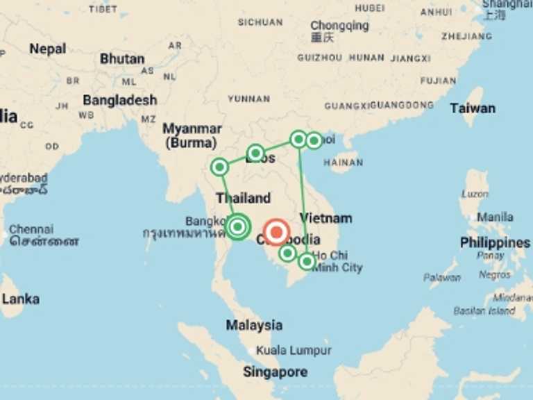 Map itinerary of Chiang Mai Tour in February 2026 with 8 destination visits for the trip: Journeys: Discover Southeast Asia