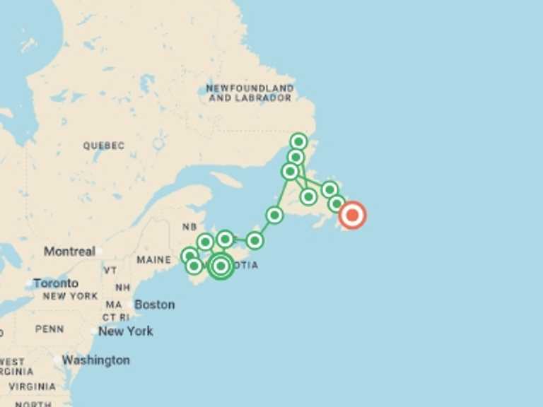 Map itinerary of Charlottetown Tour in July 2026 with 14 destination visits for the trip: Atlantic Canada Encompassed (Small Group) - 23 days