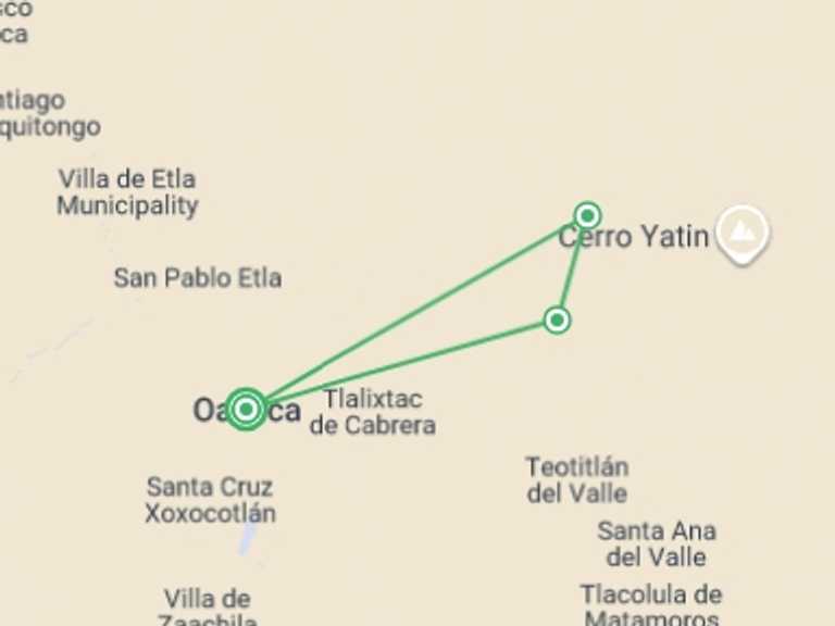 Map itinerary of North America Tour in Spring with 3 destination visits for the trip: Hiking in Mexico: Oaxaca’s Indigenous Highlands