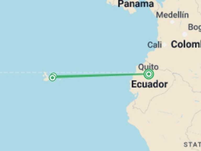 Map itinerary of Quito Tour in March 2026 with 5 destination visits for the trip: Essential Quito and Galapagos