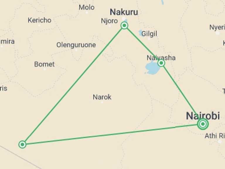 Map itinerary of Tsavo West National Park Tour in Winter with 7 destination visits for the trip: 5-Day Affordable Wildlife Safari in Kenya