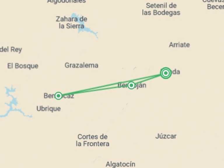Map of Spain Tour with 3 destination visits for the trip: Ronda and the Sierra de Grazalema