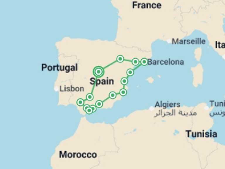 Map of a Art and architecture Tour with 5 destination visits for the trip: Spanish Ring