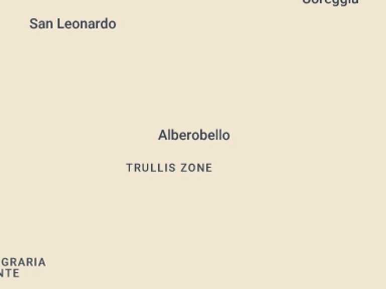 Map itinerary of Italy Tour in August 2027 with 2 destination visits for the trip: Alberobello's trulli:  walking tour