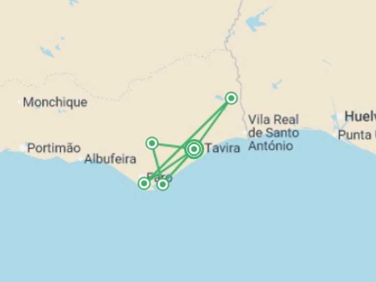 Map of Europe Tour with 6 destination visits for the trip: Upgraded - Walking in the Algarve