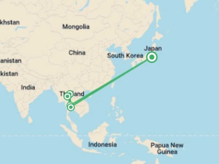 Map of Thailand City sightseeing Tour with 6 destination visits for the trip: Tokyo Anime Adventure - 7 days