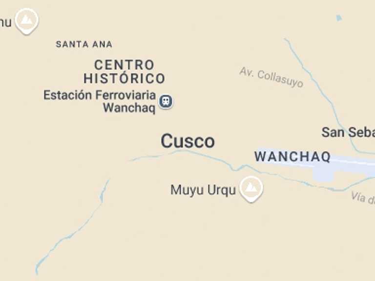Map of Peru Tour with 1 destination visits for the trip: Cusco City Tour and 4 nearby ruins