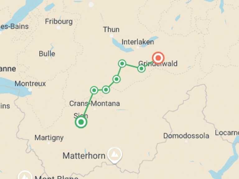 Map of a Trekking and Hiking Tour with 8 destination visits for the trip: High Trails of the Bernese Oberland Guided Hike
