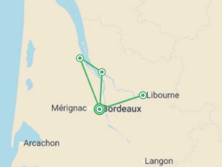 Map of Europe Tour with 4 destination visits for the trip: Brilliant Bordeaux (2026)