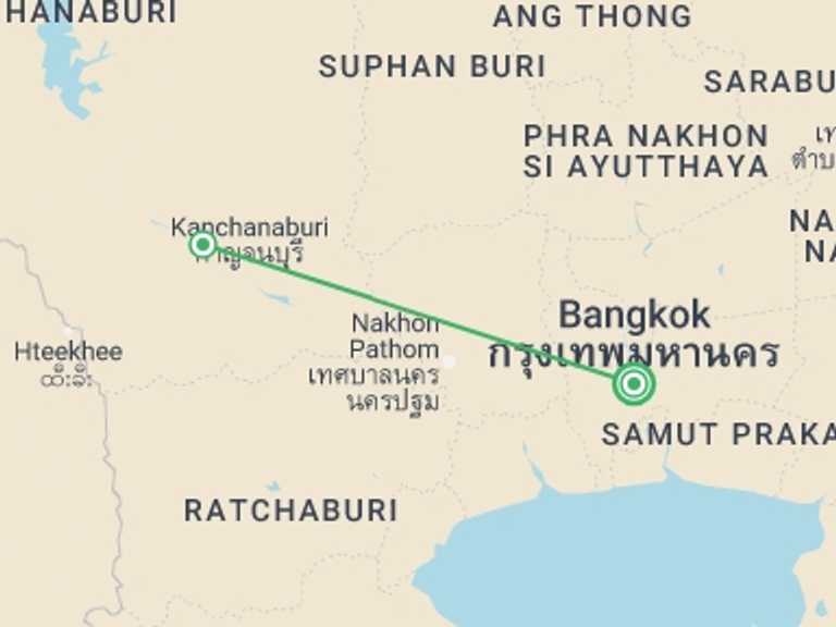 Map itinerary of Bangkok Tour in July 2026 with 2 destination visits for the trip: Authentic Gastronomy Experience, Private Tour