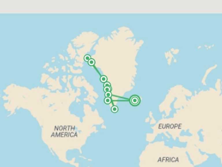Map of Europe Tour with 10 destination visits for the trip: West Greenland: Exploring the Far North